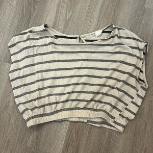 By Together Gray and Cream Striped Crop top